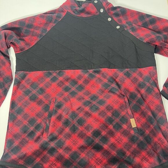 Maurices Sweater Womens XL Red Plaid Fleece Quilted Pullover Holiday Winter Farm - Picture 2 of 13